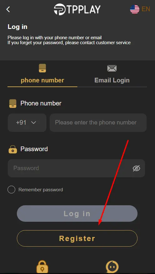 click on register button